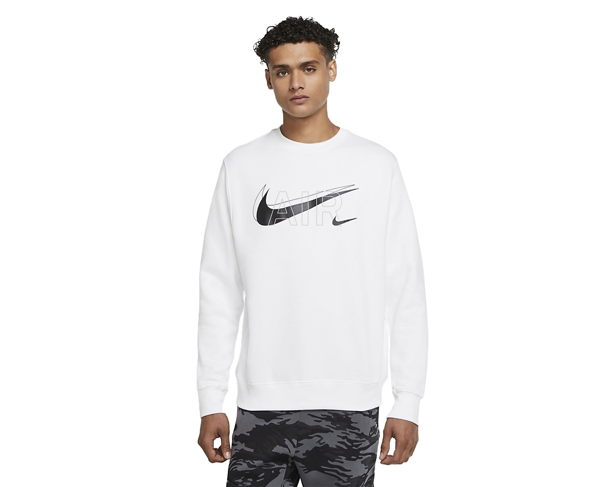 Nike M Nsw Crew Prnt Pack Bb Erkek Günlük Uzun Kollu Tişört DD9699-100 Beyaz