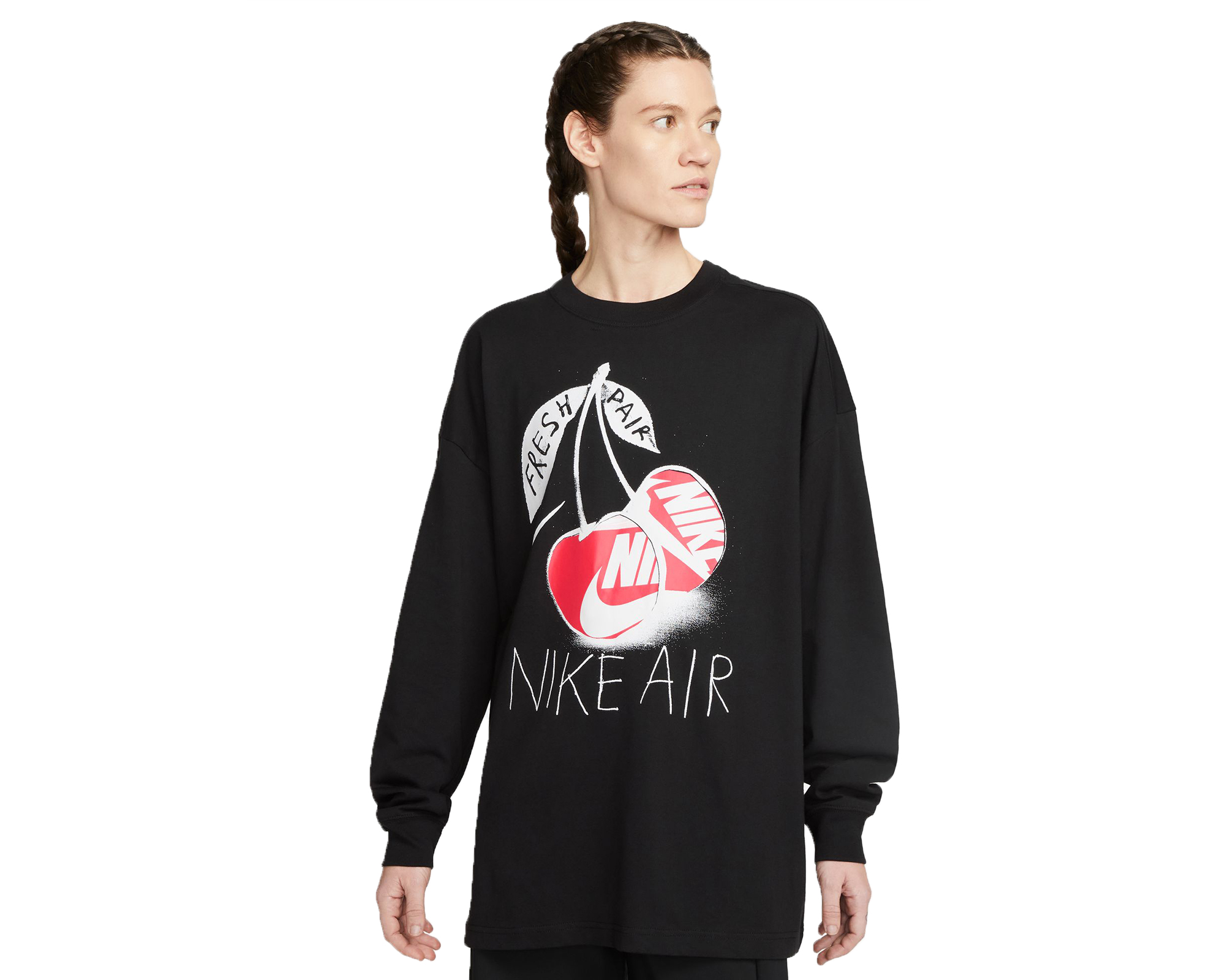Nike W Nsw Tee Oc 3 Ls Os Kadın Günlük Uzun Kollu Tişört FD2566-010 Siyah