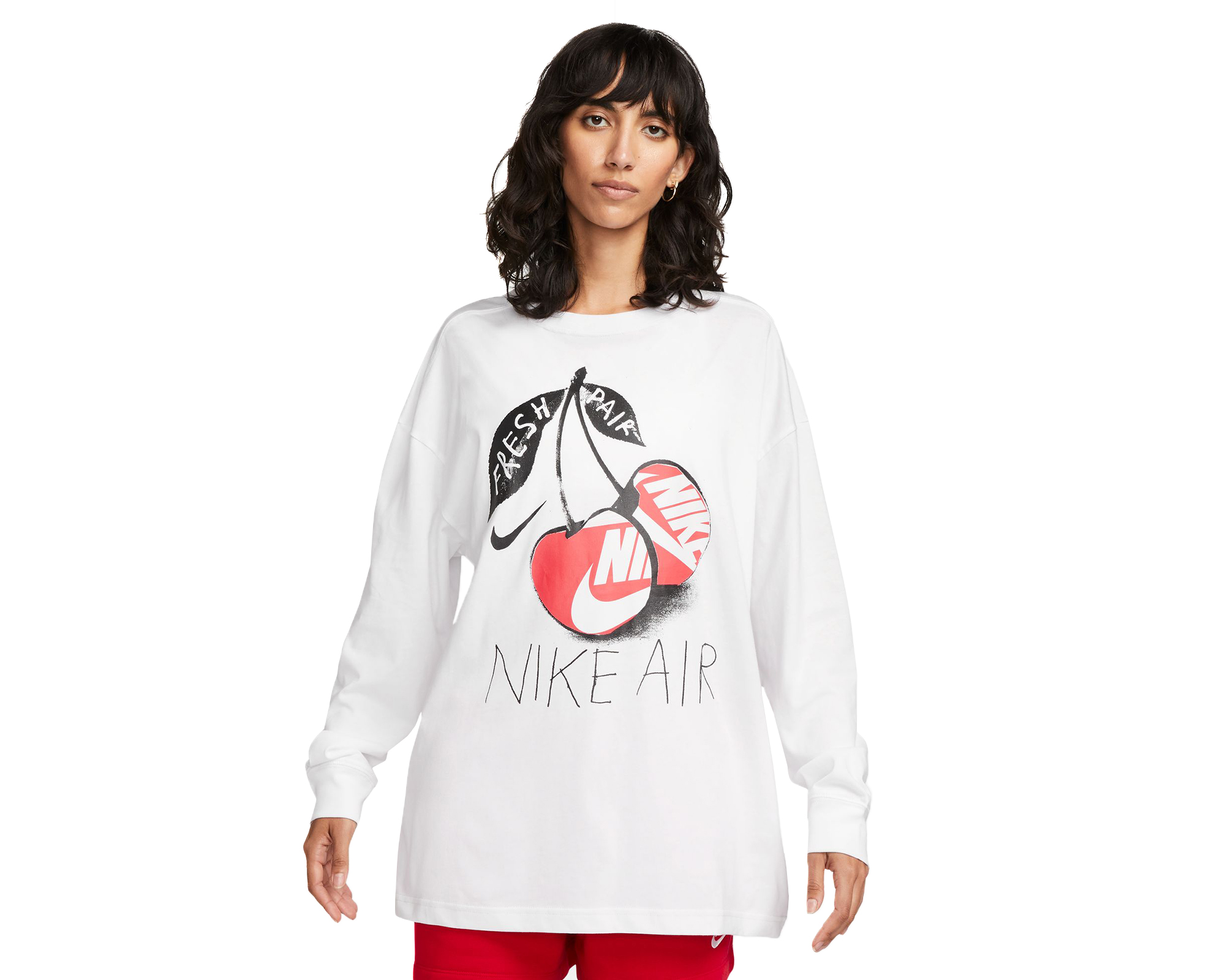 Nike W Nsw Tee Oc 3 Ls Os Kadın Günlük Uzun Kollu Tişört FD2566-100 Beyaz