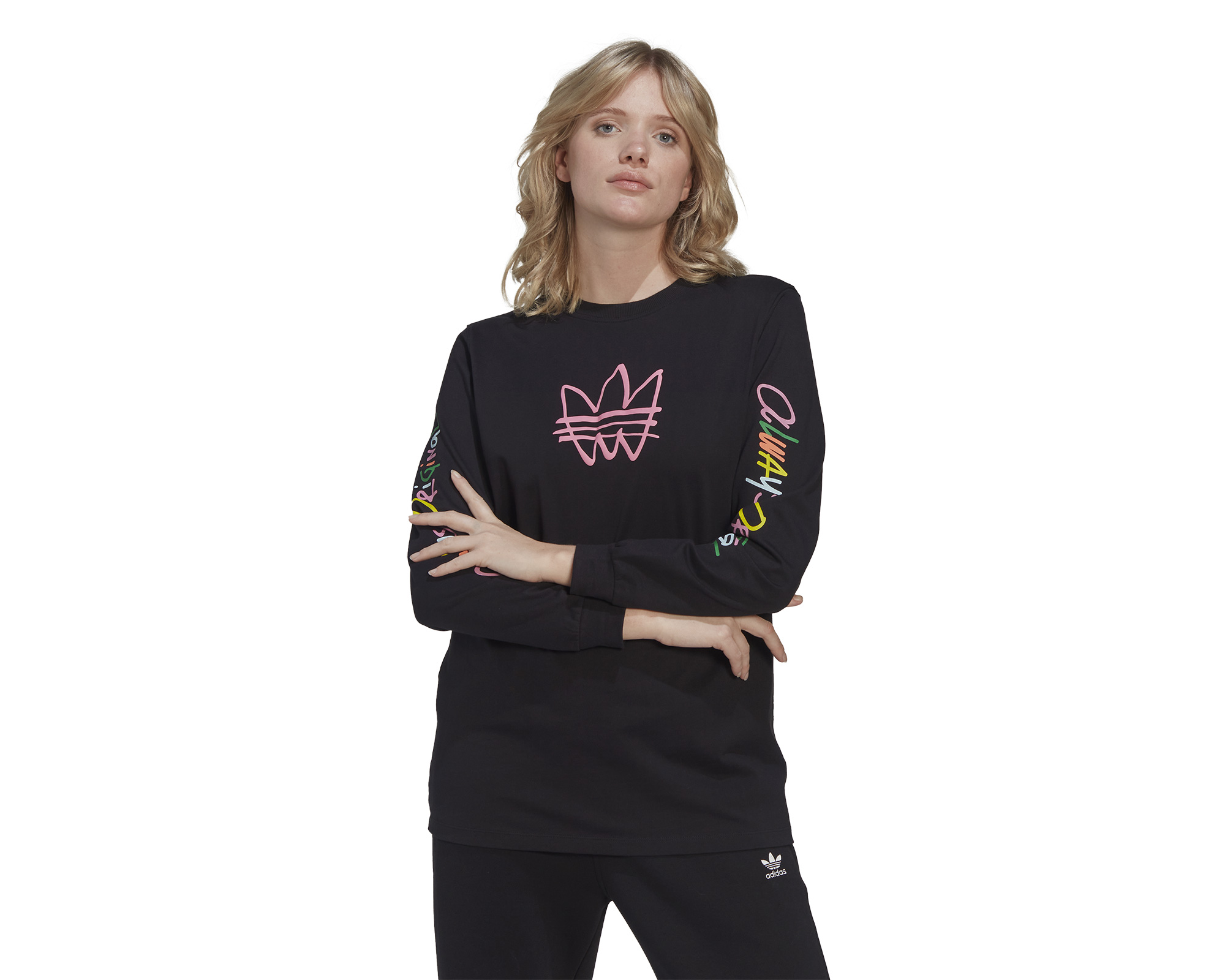 adidas Graphic Ls Tee Kadın Günlük Tişört HN6342 Siyah