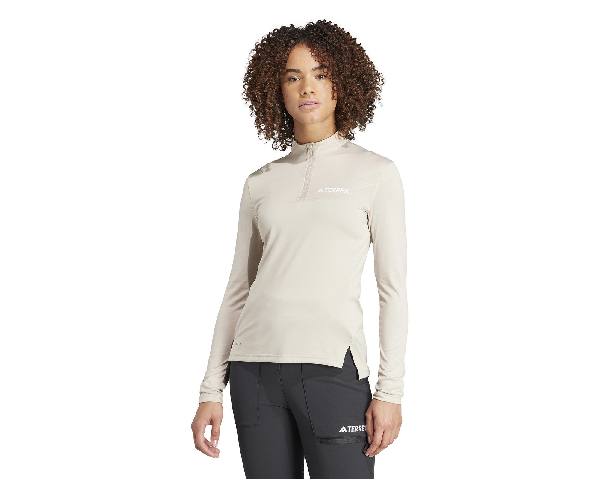 adidas Terrex W Mt Half Zi Ls Kadın Uzun Kollu Arazi Koşu Tişörtü HZ6265 Krem
