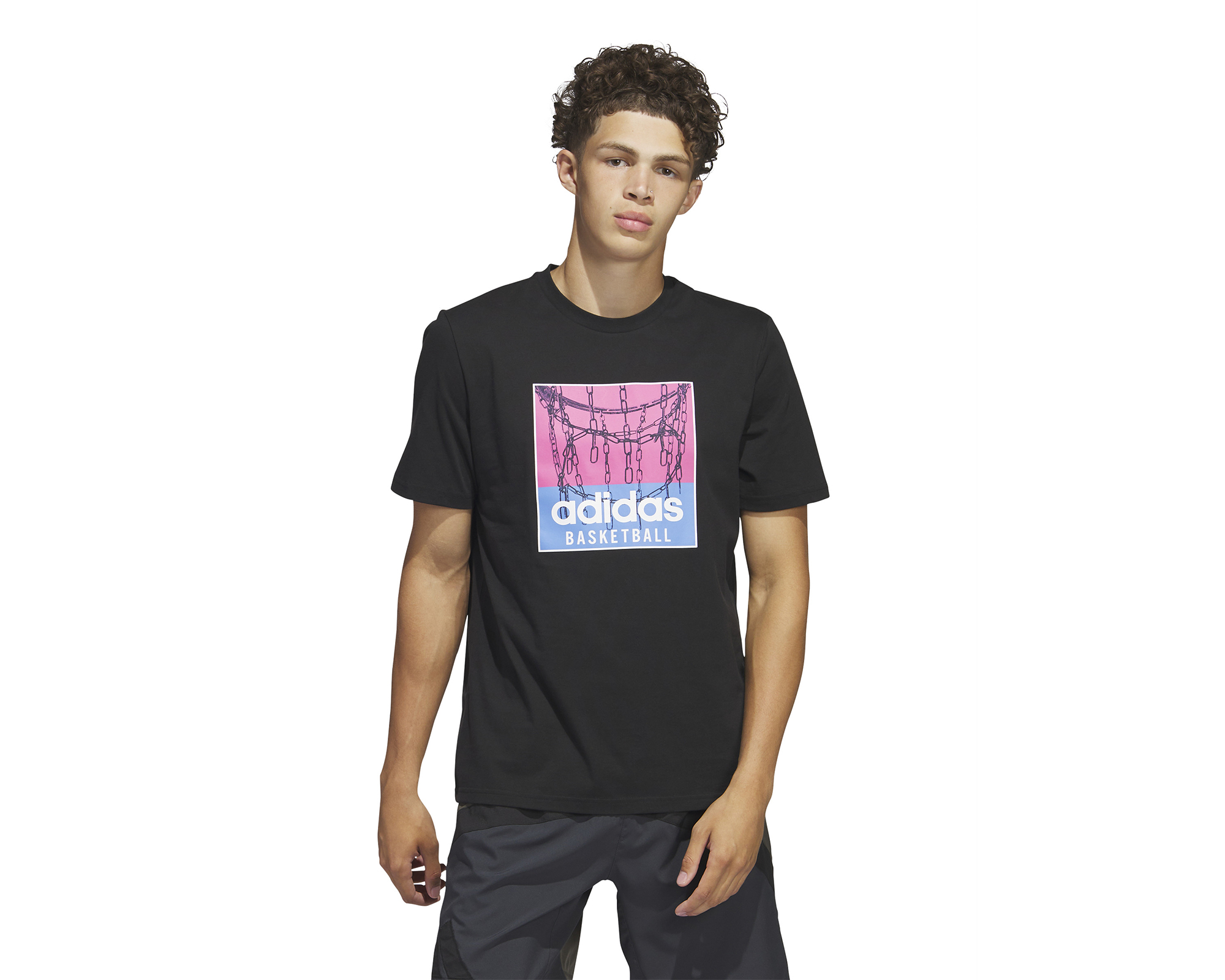 adidas Chain Net G T Erkek Basketbol Tişörtü IC1862 Siyah