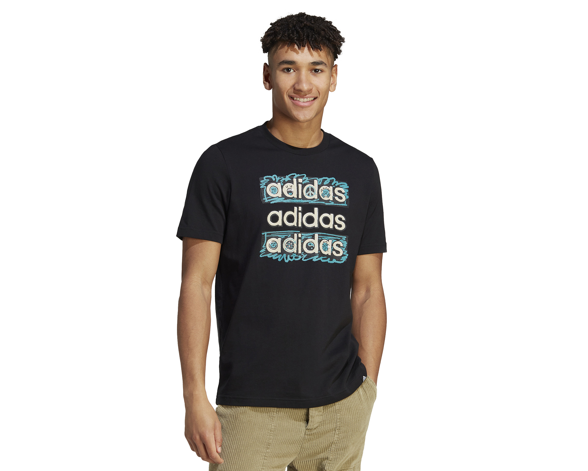 adidas M Doodle Mlt T Erkek Günlük Tişört IL5391 Siyah