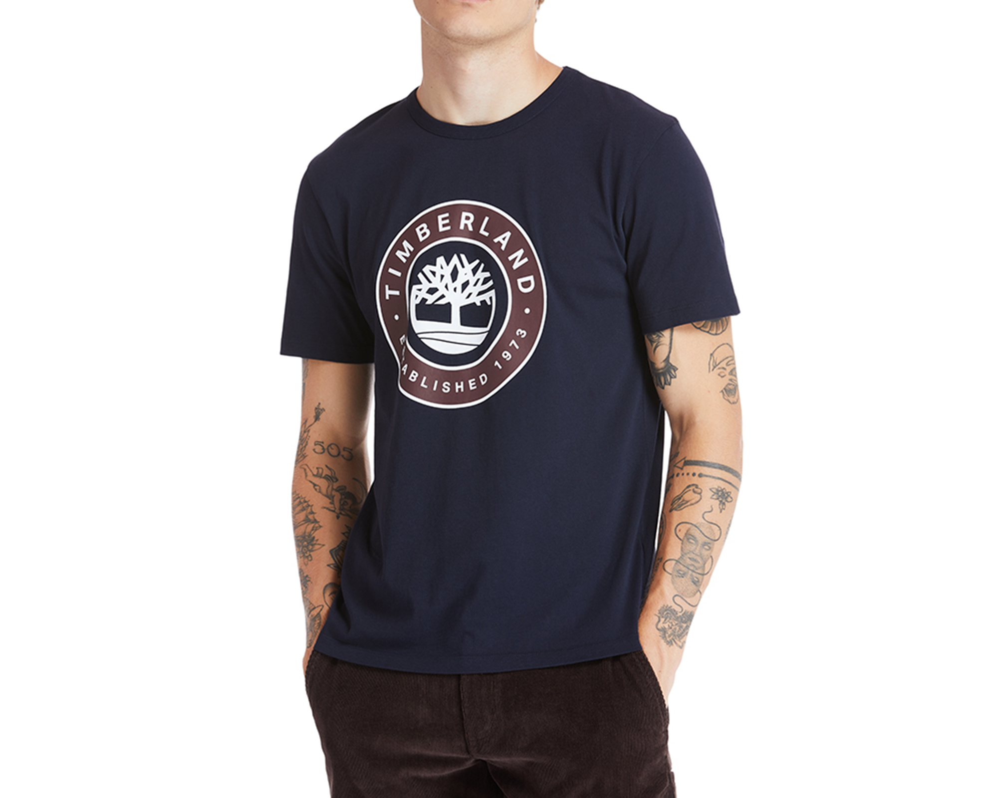 Timberland Little Cold River Tree Logo Tee Erkek Günlük Tişört TB0A2CKE4331 Lacivert