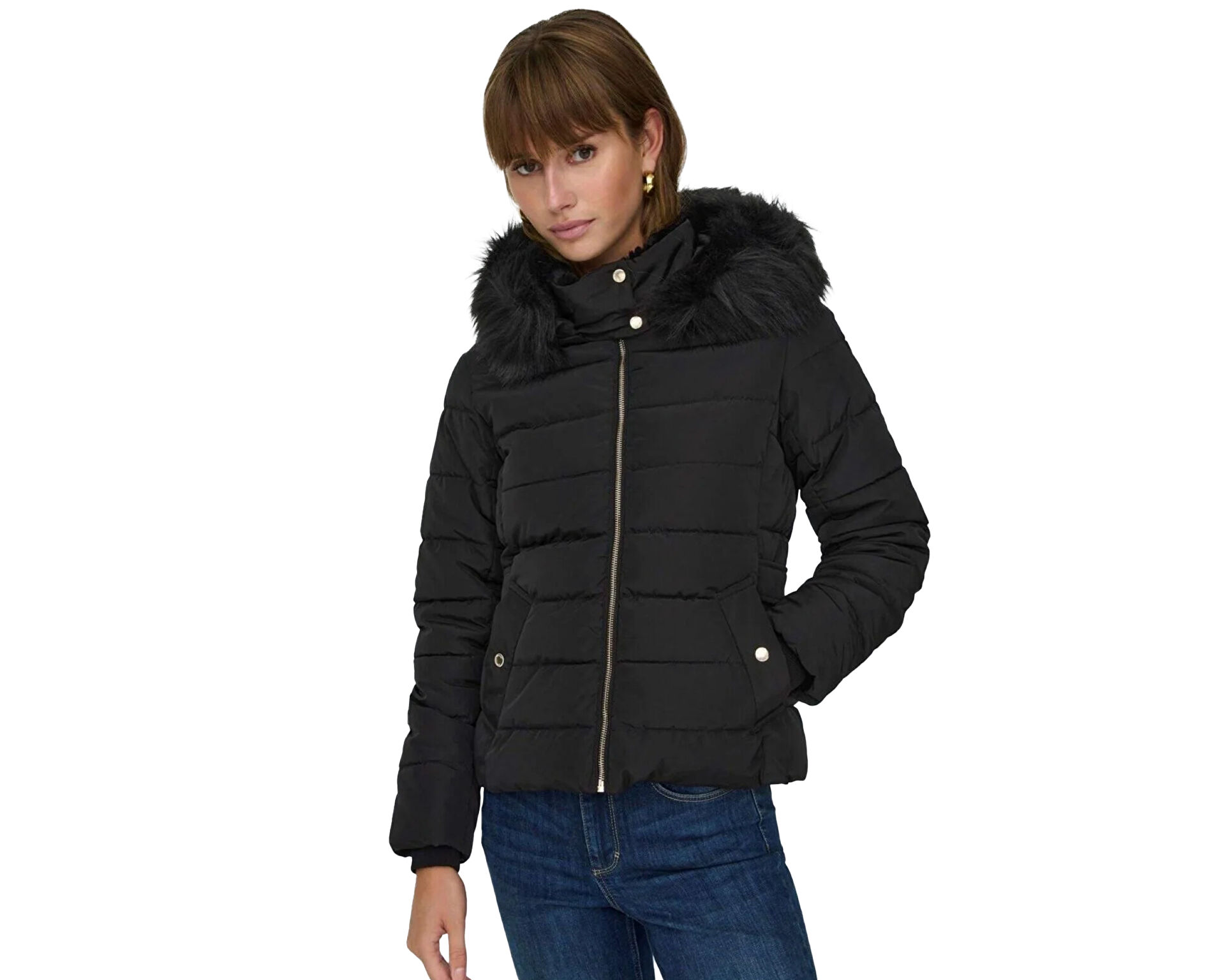 Denim fur deals hood jacket