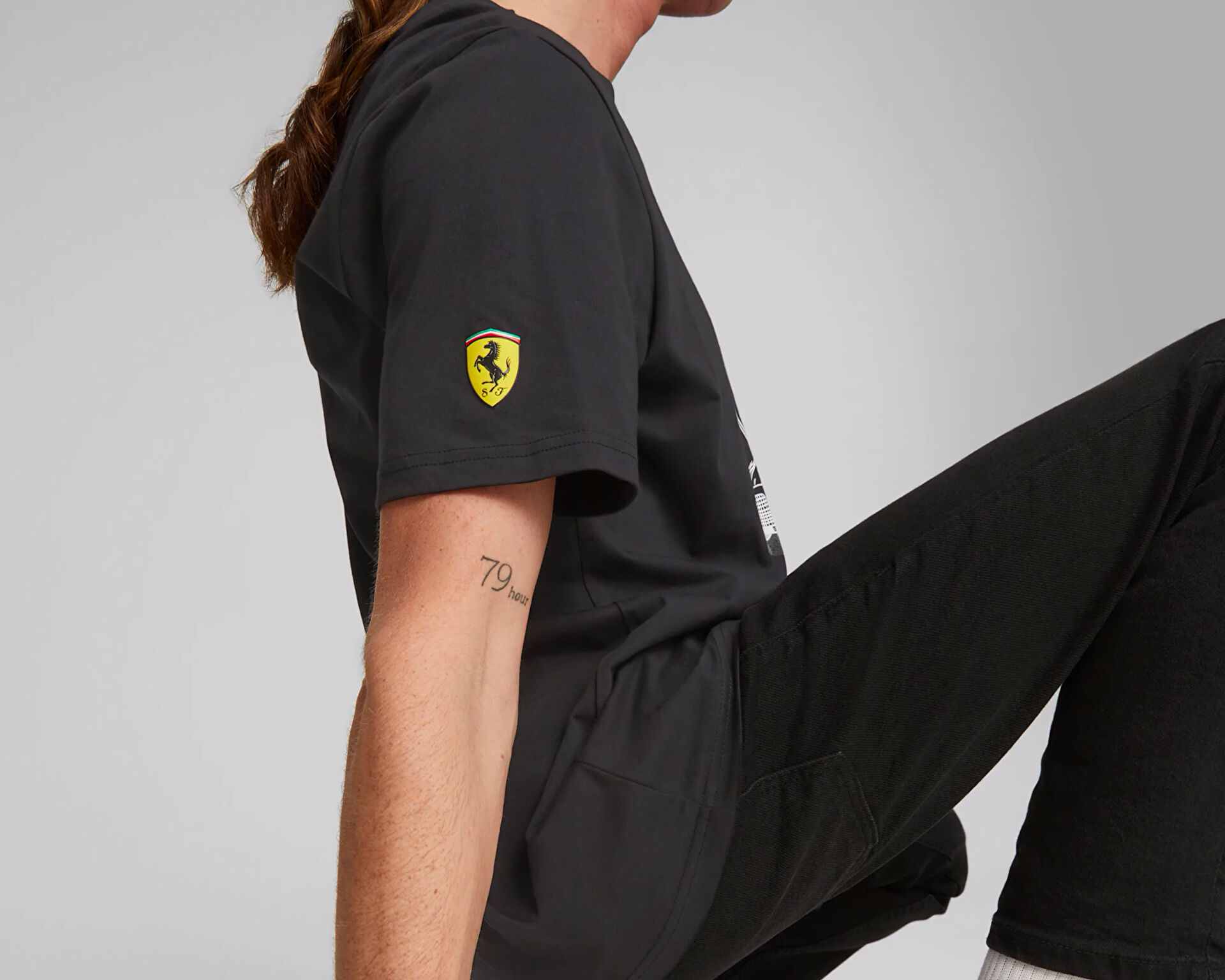 Puma Erkek Ferrari Race Big Shield Tee Siyah 53818401