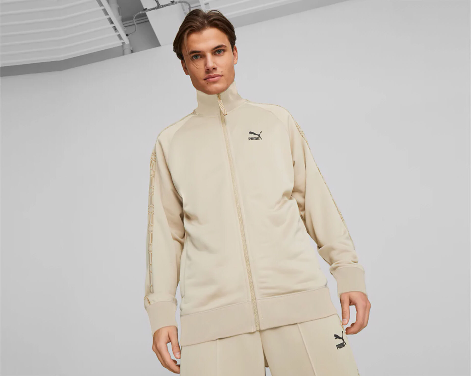 T7 Trend 7 Etter Track Jacket Erkek Puma Krem Erkek G nl k Ceket