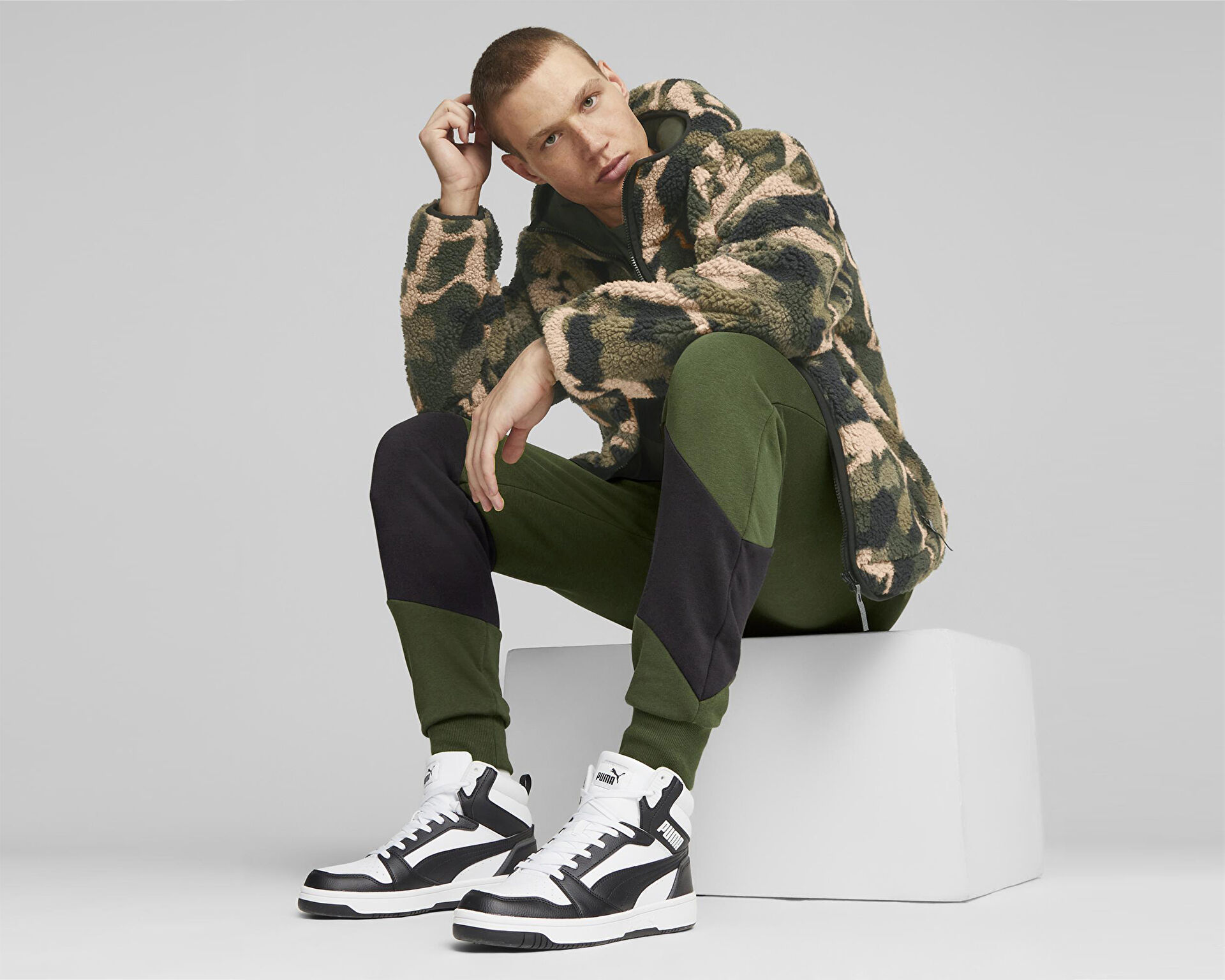 Sherpa Hooded Aop Jacket Erkek Puma Ye il Erkek G nl k Mont