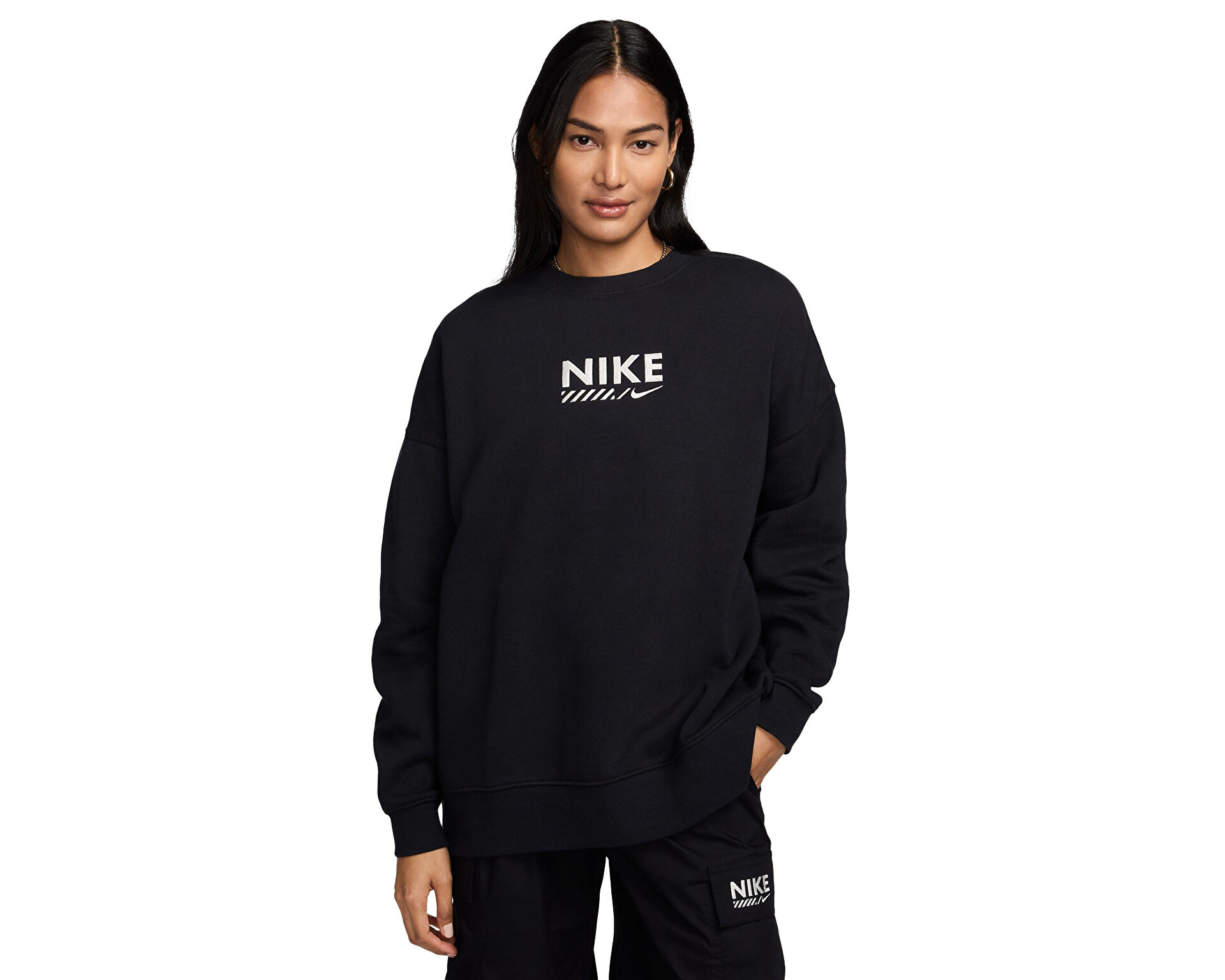 Nike Kad n Fleece Oversize Crew Siyah HM4318 010