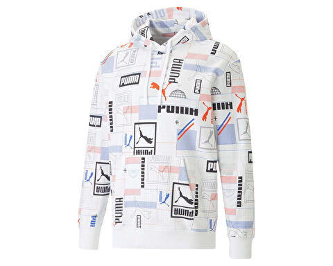 Puma Erkek Classics Gen Aop Hoodie Beyaz 53818302