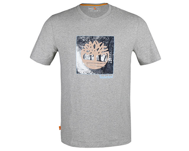 Timberland Erkek Ss Fabric Graphic Tee Gri TB0A26T30521