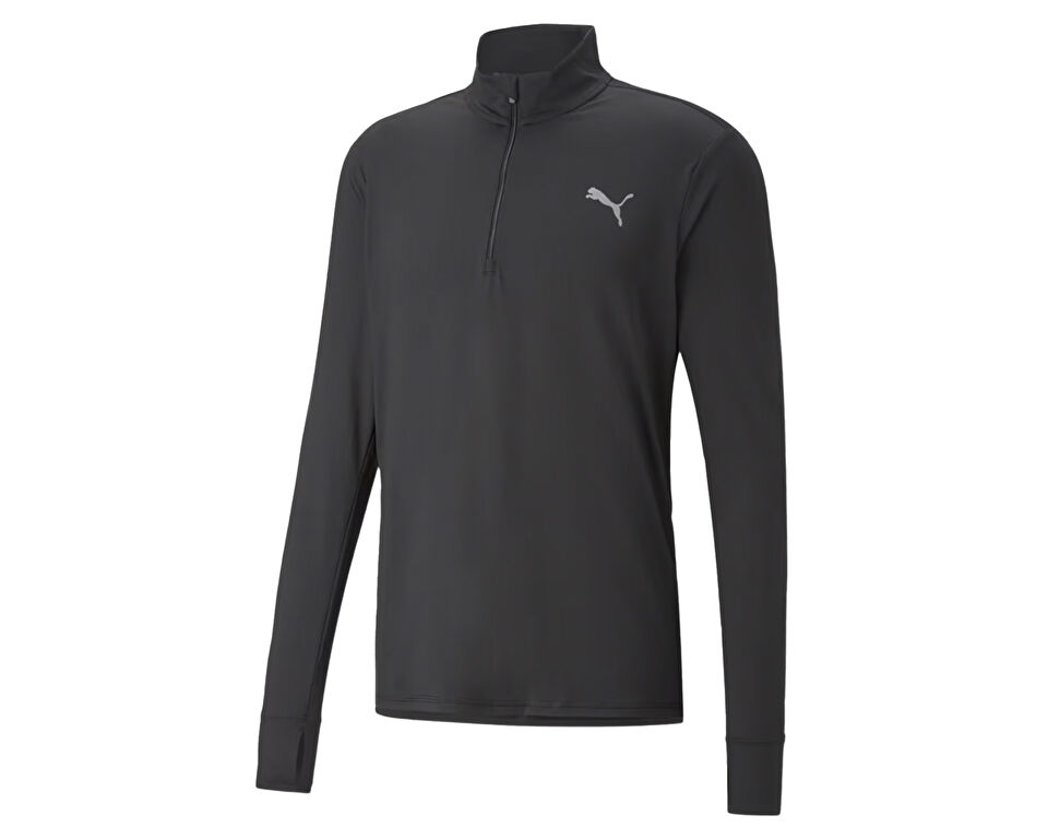 Puma Run Favorite 1/4 Zip M Erkek Uzun Kollu Koşu Tişörtü 52315301 Siyah