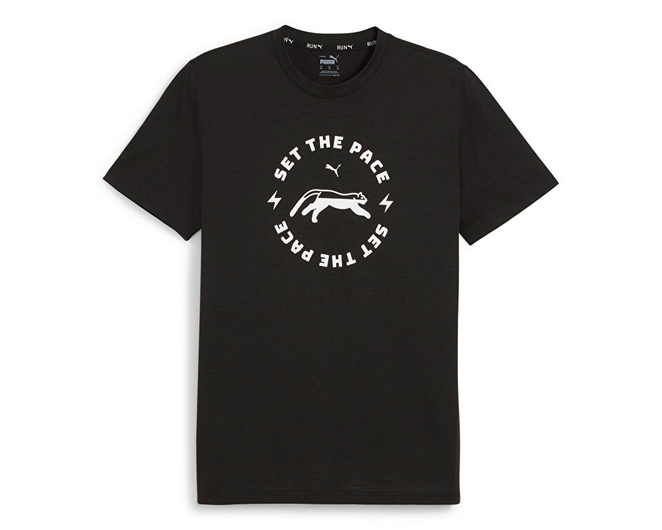 Puma Men's Run Slogan Tee Q1 Erkek Günlük Tişört 52510901 Siyah