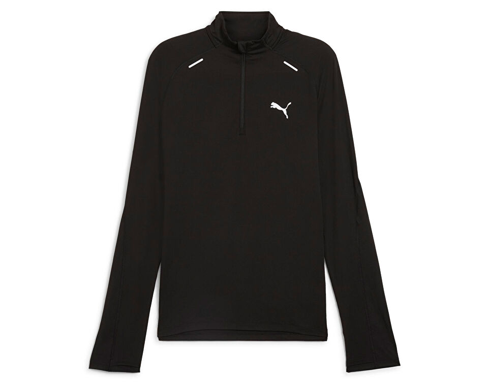 Puma Run Cloudspun 1/4 Zip Erkek Uzun Kollu Koşu Tişörtü 52578101 Siyah