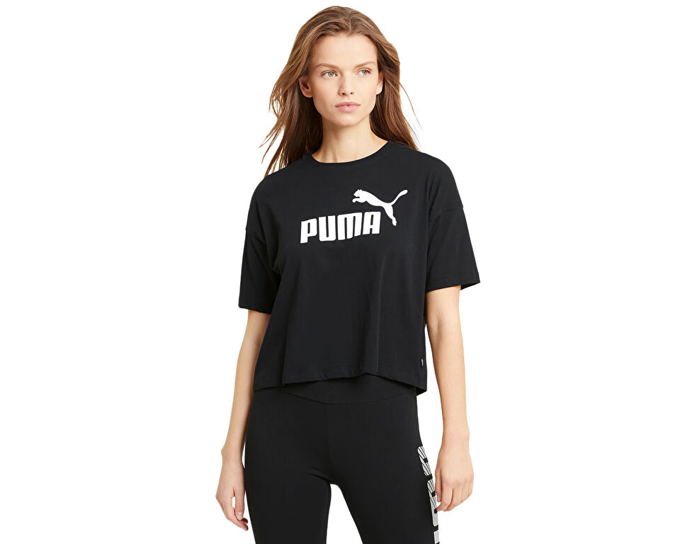 Puma Ess Cropped Logo Tee Kadın Günlük Tişört 58686601 Siyah