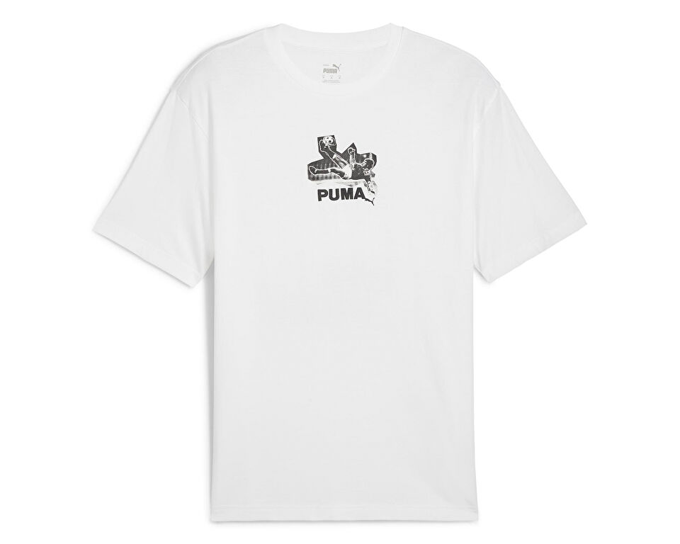 Puma Graphics Bicycle Kick Tee Erkek Günlük Tişört 62800502 Beyaz
