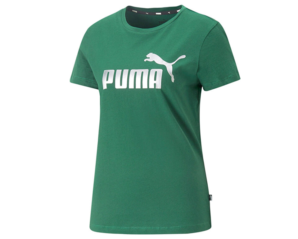Puma Ess Metallic Logo Tee Kadın Günlük Tişört 84830337 Yeşil