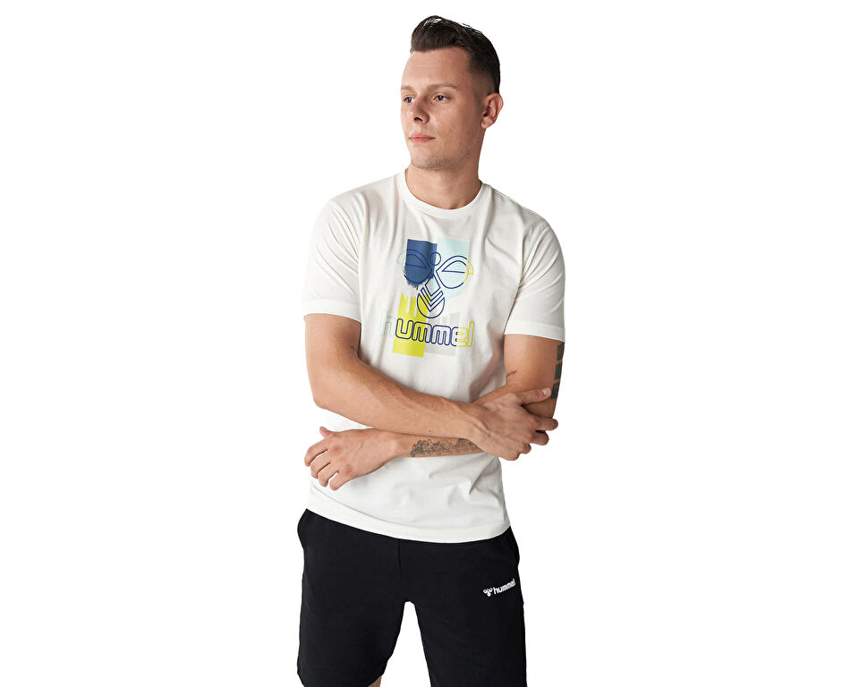 Hummel Hmlgodric T-Shirt Erkek Günlük Tişört 911801-9003 Krem