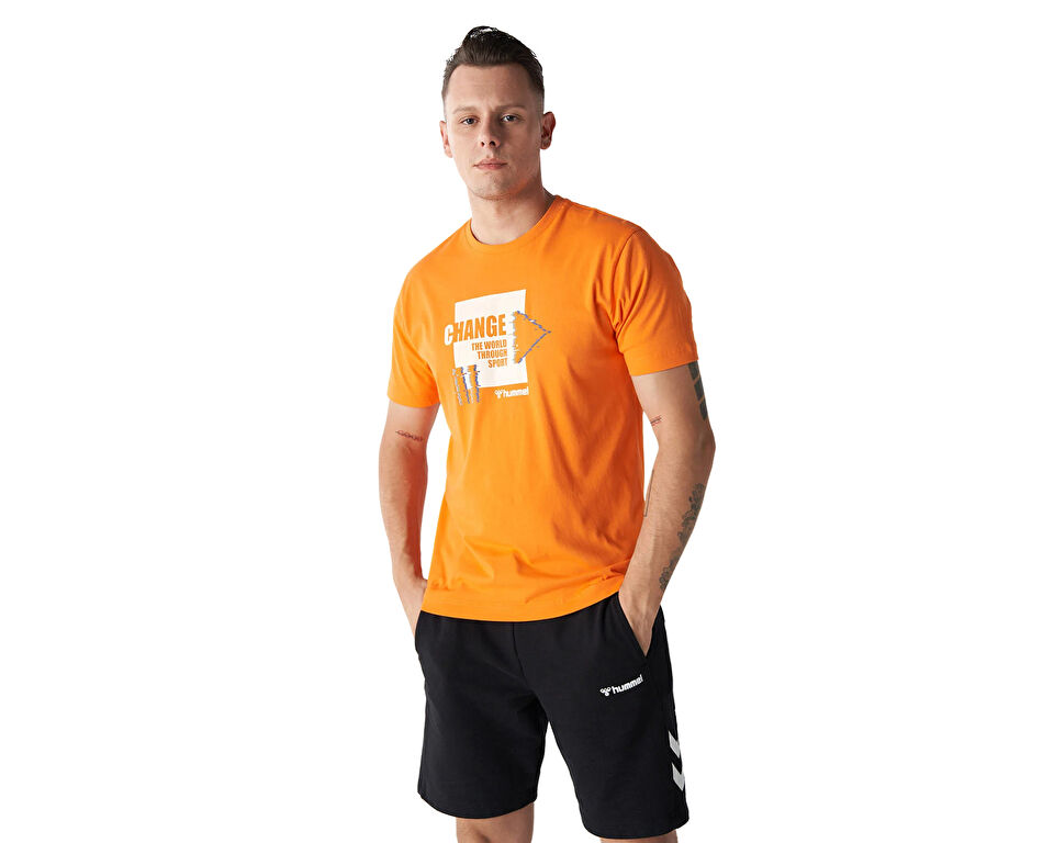 Hummel Hmlseverus T-Shirt Erkek Günlük Tişört 911857-2522 Turuncu