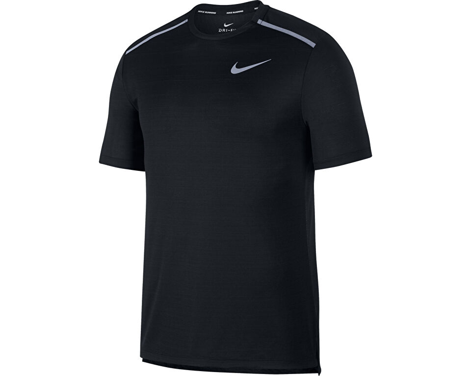 Nike M Nk Dry Miler Ss Erkek Koşu Tişörtü AJ7565-010 Siyah