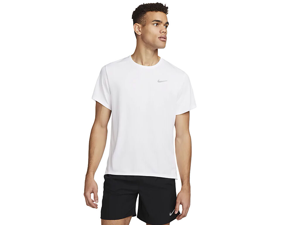 Nike M Nk Df Uv Miler Erkek Dri-Fit Uv Koşu Tişörtü DV9315-100 Beyaz