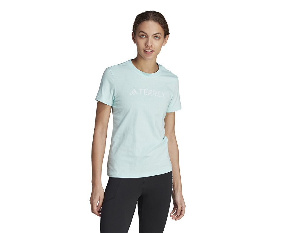 adidas W Logo Tee Kadın Günlük Tişört HY1713 Mavi