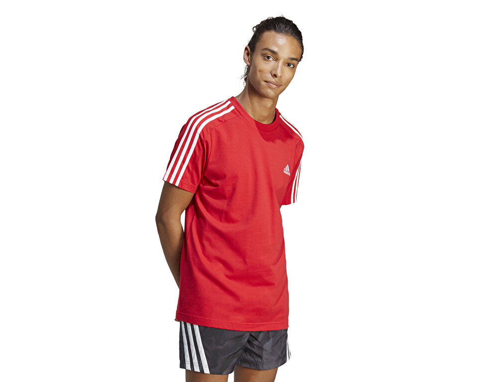 adidas M 3S Sj T Erkek Günlük Tişört IC9339 Kırmızı