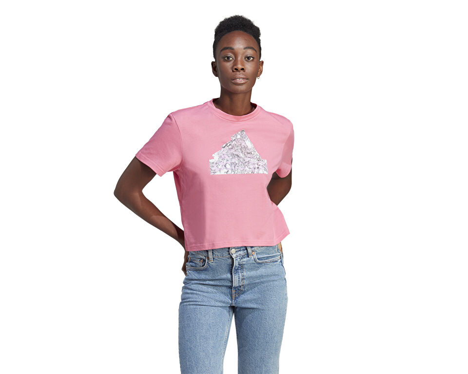adidas W İcons Tee Cro Kadın Günlük Tişört II6074 Pembe