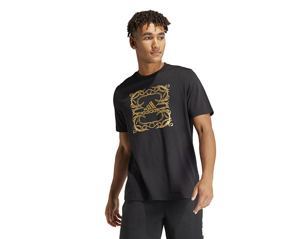 adidas M Metallic G T Erkek Günlük Tişört IR5831 Siyah