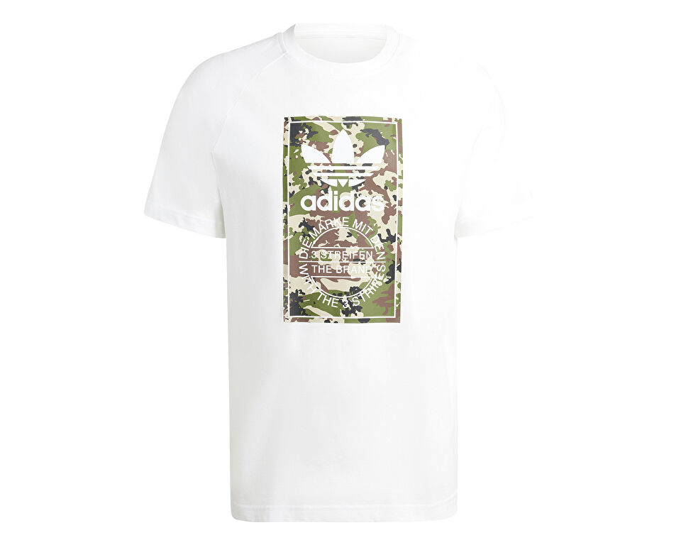 adidas Camo Tongue Tee Erkek Günlük Tişört IS0246 Beyaz