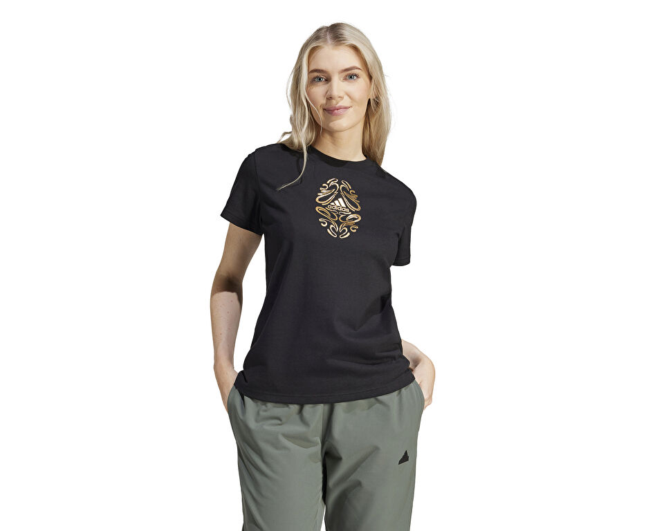 adidas W Metallic Tee Kadın Günlük Tişört IS2752 Siyah
