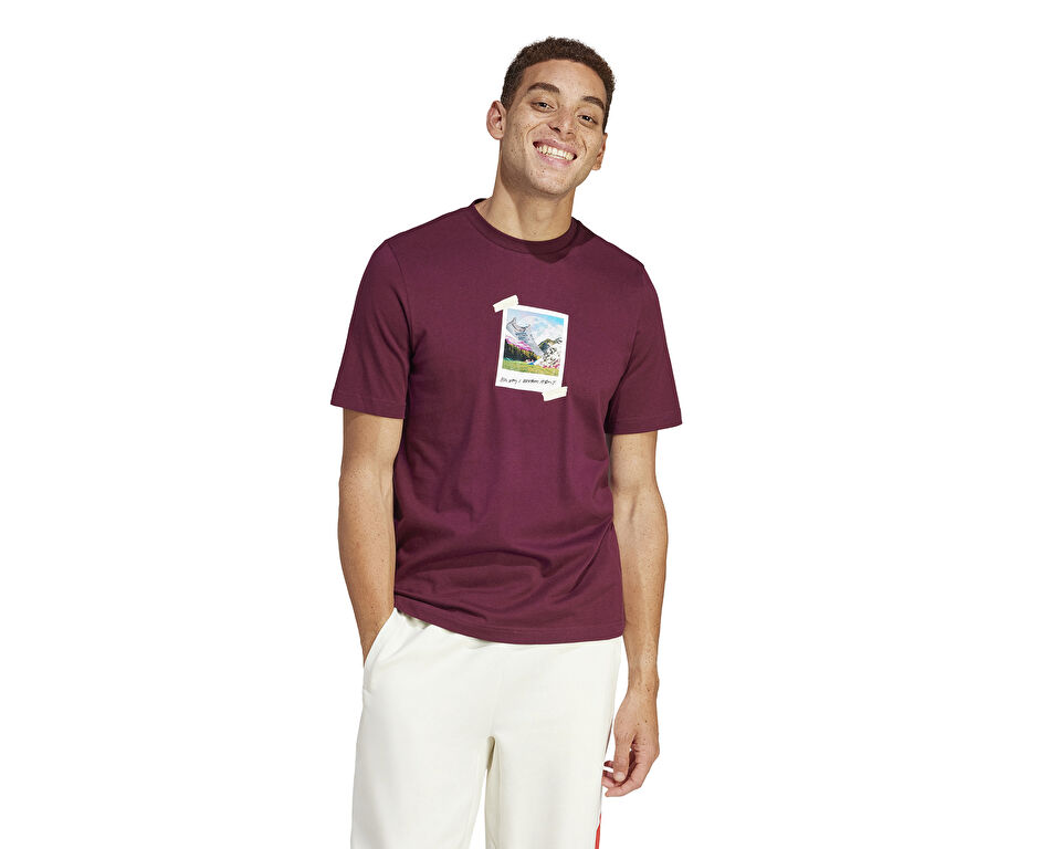adidas M All Day I Tee Erkek Günlük Tişört IS9045 Kırmızı