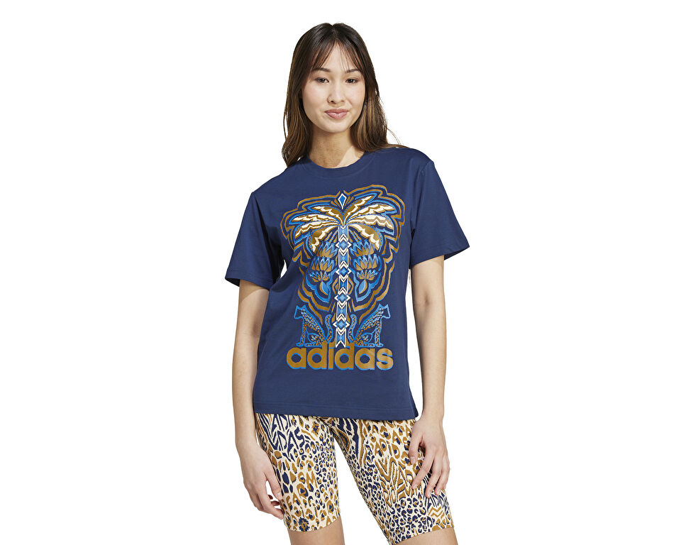 adidas Farm Gfx Tee Kadın Günlük Tişört IV9758 Mavi