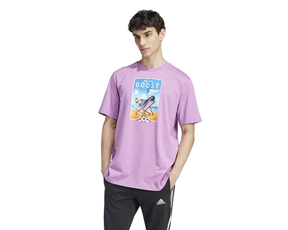 adidas M Boost G T Erkek Günlük Tişört IZ1273 Mor