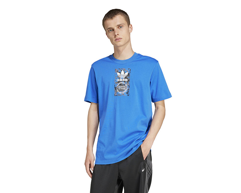 adidas Camo Label Tee Erkek Günlük Tişört IZ2515 Mavi