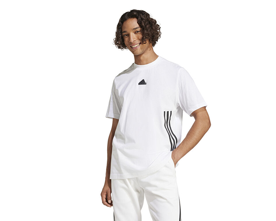 adidas M Fi 3S Reg T Erkek Günlük Tişört JJ4159 Beyaz