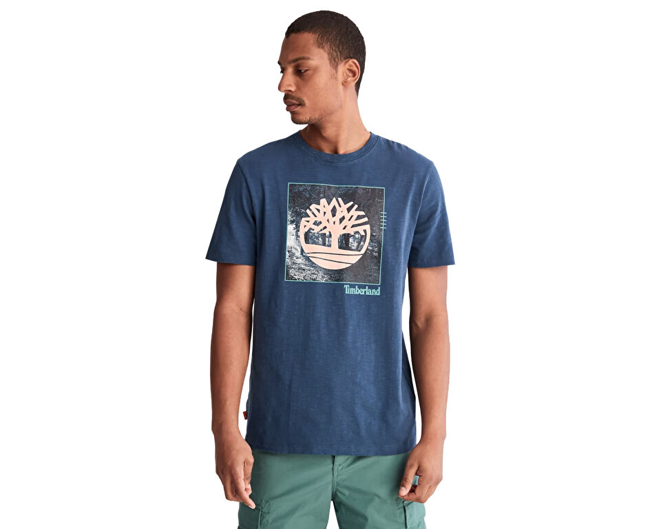 Timberland Ss Fabric Graphic Tee Erkek Günlük Tişört TB0A26T32881 Mavi