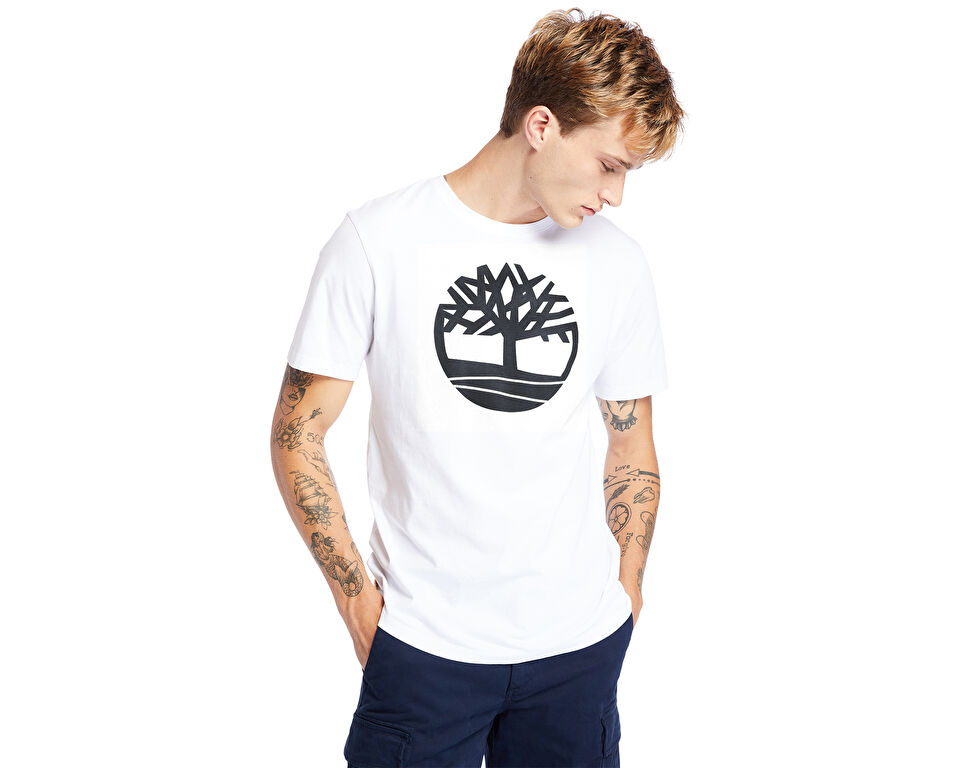Timberland Ss Kennebec River Tree Logo Tee Erkek Günlük Tişört TB0A2C2R1001 Beyaz